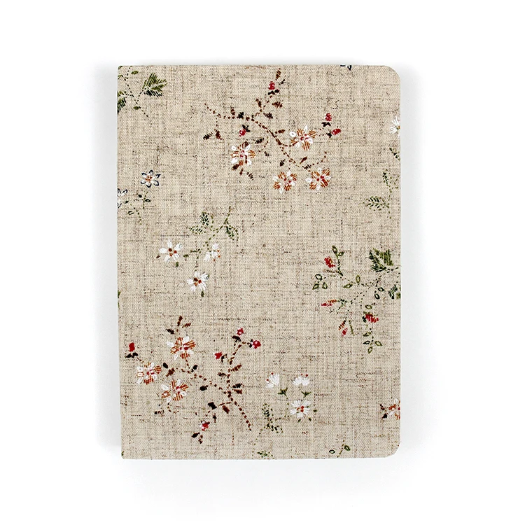 Flower custom design fabric cover dotted manifestation journal notebook
