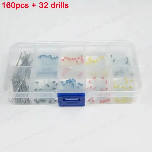 Glass or Quartez Fiber post Dental 160 pcs + 32 drills with customization screw or straight clear or white for dentist