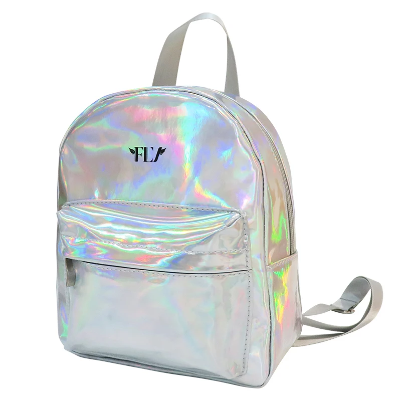 Дешевые пользовательские мини pu голографический простой роскошный рюкзак для женщин