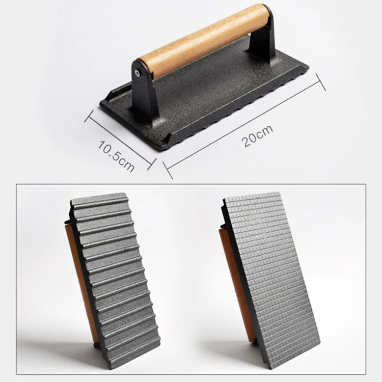 Smash Burger Kit Cast Iron Heavy Duty Burger Smasher Round Rectangle Hamburger Press for Griddle BBQ Teppanyaki Tool