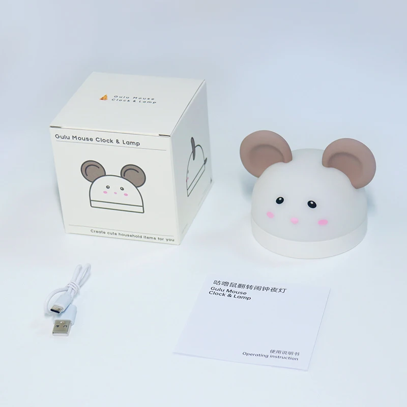 Ночник Grunt Rat с мультяшным 3d-рисунком детский подарок прикроватный светильник USB-зарядкой цифровой будильник