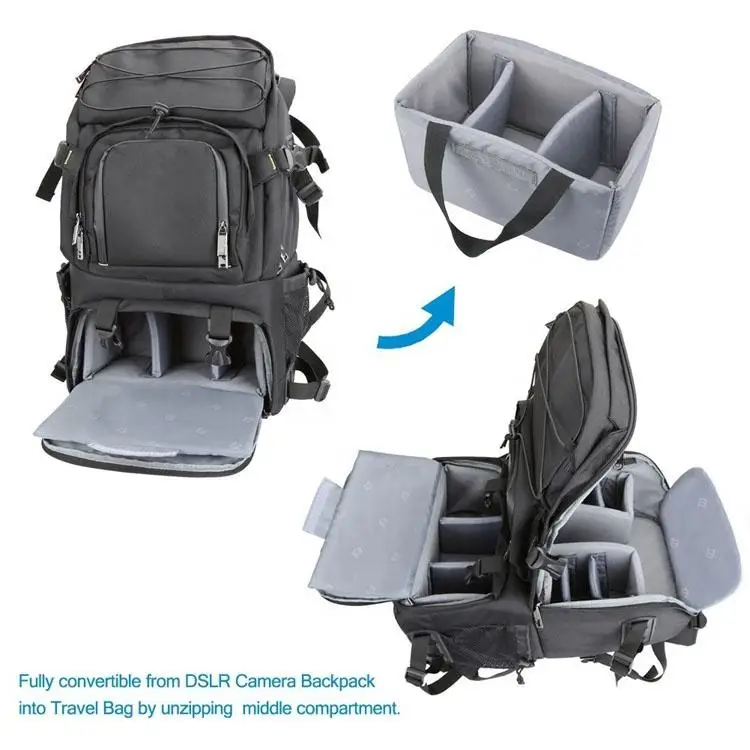 Quality Custom Logo Shoulders Scratch-proof Photography Camera Bag Dslr Basic Camera Backpack Bag With Laptop Compartment