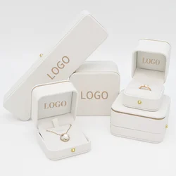 Wholesale Custom Logo PU Leather Hand Made Earring Bracelet Necklace Ring White Jewelry Packaging Box
