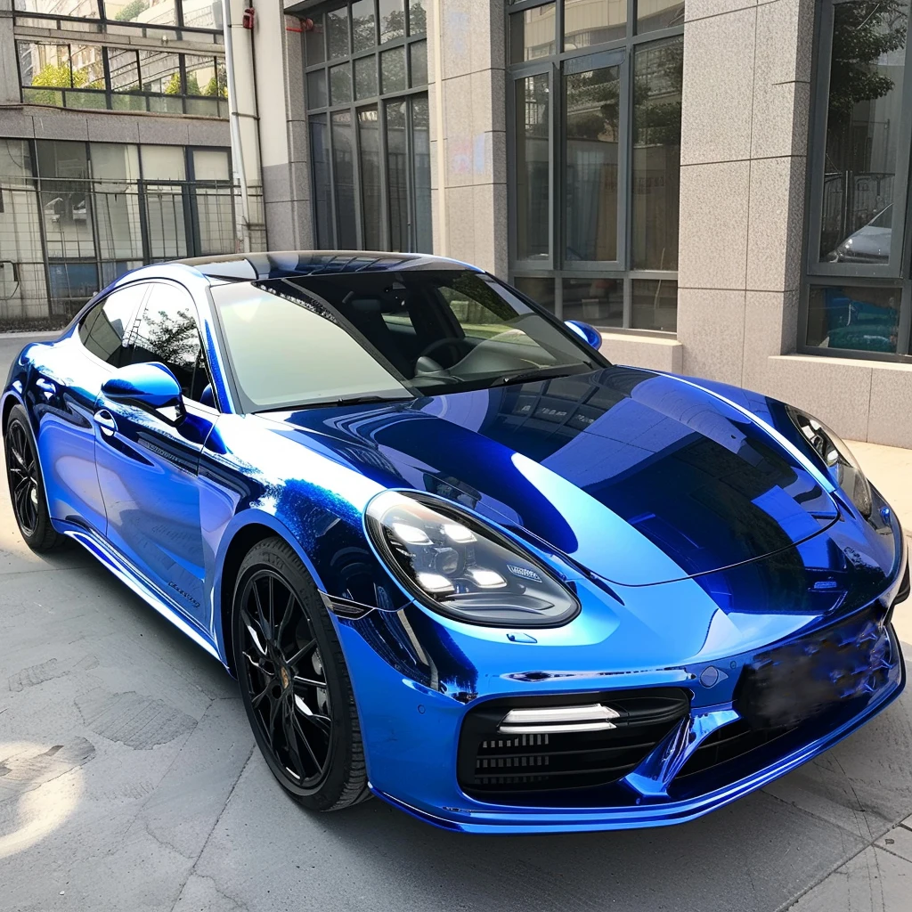 Car Blue Sticker Metallic Matte Chrome Vinyl Wrap Film Automobiles Car Wrapping Stickers with Air Free Bubble