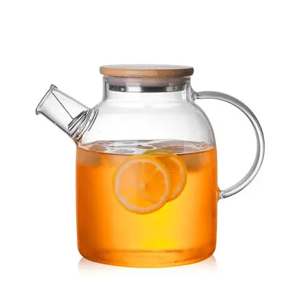 High borosilicate glass teapot with bamboo and wood lid