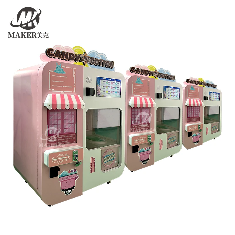 High Profit Fully Automatic Coin Operated Robot Fairy Floss Cotton Candy Vending Machine