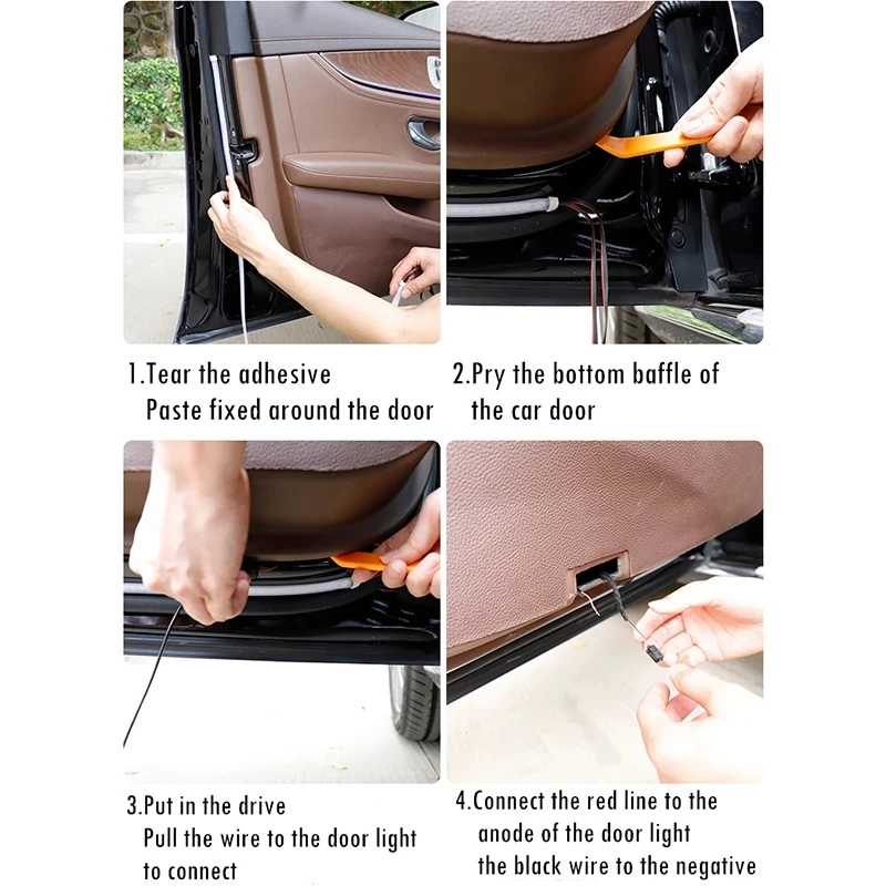 car  door anti collision decorative interior  lights new cold light car door open strobe warning light