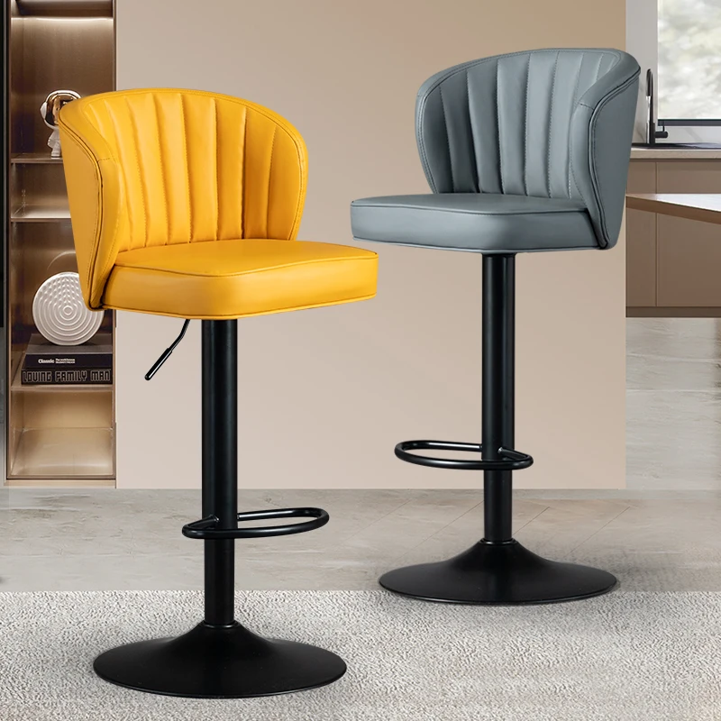 New Modern cheap used PU leather gold commercial swivel bar stool chairs for kitchen bar counter front desk