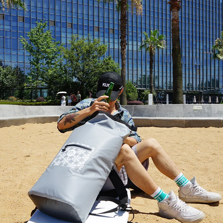 READY TO SHIP 35L grey PVC soft portable thermal beach picnic cooler bag insulated food cooler bag