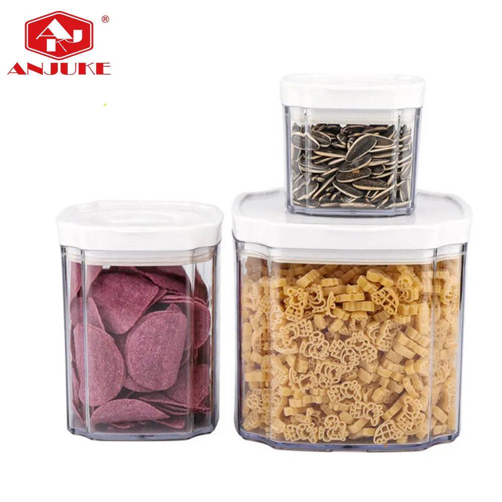 ANJUKE Stackable 3 Packs Air tight Bulk Food Packing Plastic Kitchen Storage Bin Containers