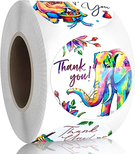 Wholesale Self Adhesive Round Waterproof Vinyl Label Custom size Kraft Paper Thank You Stickers With Logo
