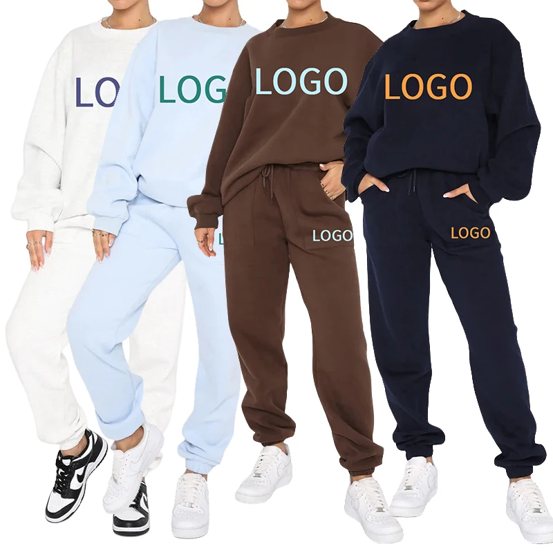 Сезон осень-зима; 2022 Женская однотонная одежда; Одежда для отдыха; Одежда спортивный костюм из двух предметов свитер комплект из 2 частей для женщин изготовленным на заказ логосом для женщин комплект со штанами