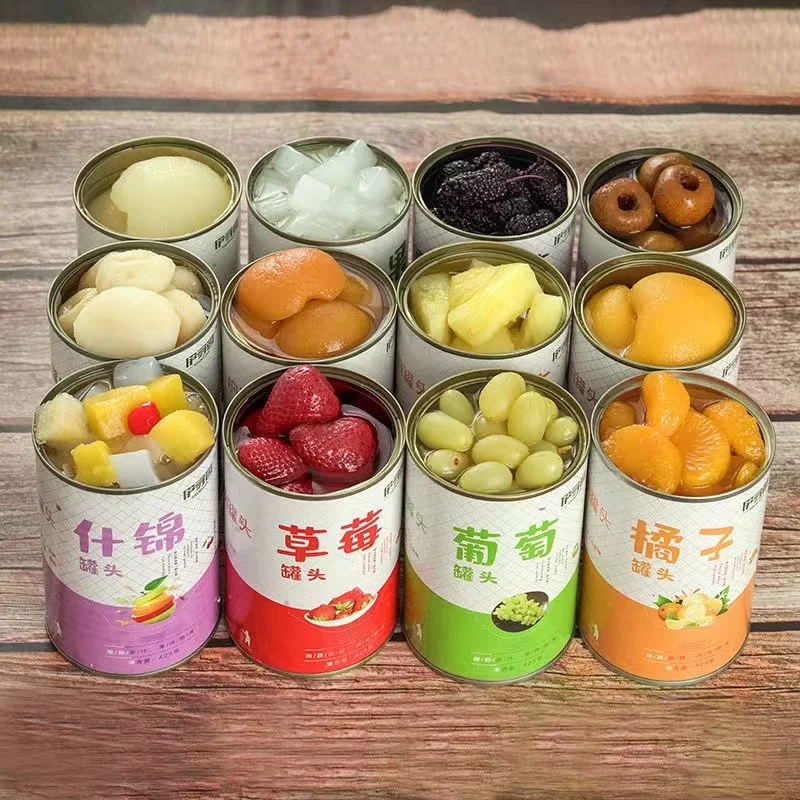 Банка для свежих фруктов, 425 г/банка в ассортименте, банка оранжевого, ананаса, кокоса, воскового ягод, винограда, клубники, груши, желтого персика