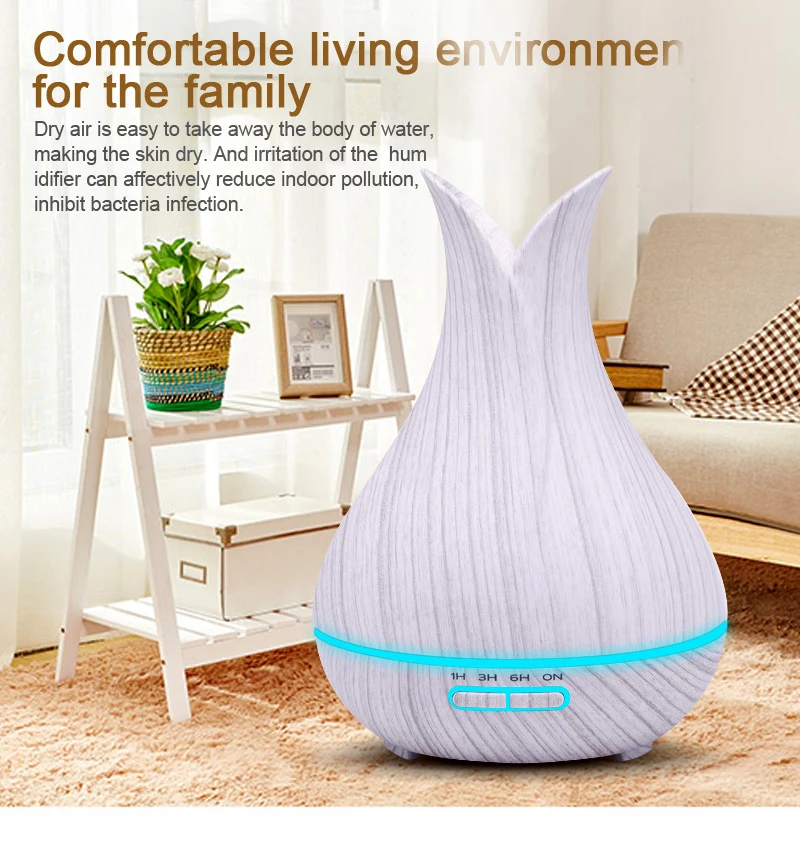 Светодио дный Ароматизатор воздуха ультразвуковой с ароматическим эфирным маслом диффузор увлажнитель древесины ароматерапия светильник