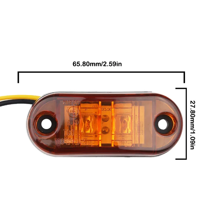 
Led light car three color amber white 3.8 inch 12v/24v red truck side lamp 