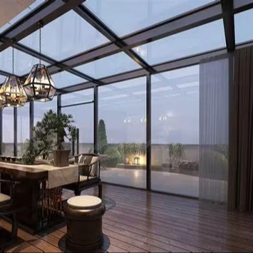 Luxury Modern Design Outdoor Aluminum Sun Room Waterproof Sliding Villa Patio Terrace Garden Greenhouses Triangle Flat Slant