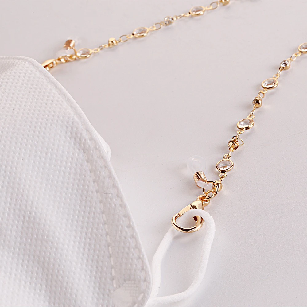 MELLON Colours crystal masking hanging chain glasses chain anti-lost glasses rope silicone anti-skid ring masking chain