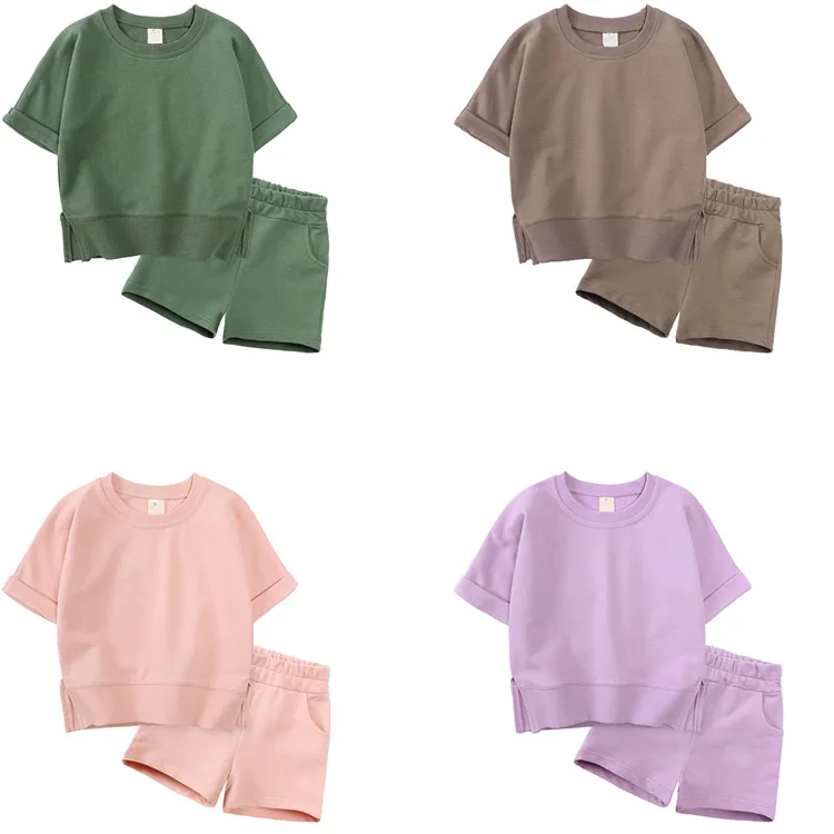 children tracksuit set neutral cotton baby clothes summer kids clothing boys clothing summer sets 3-4 years