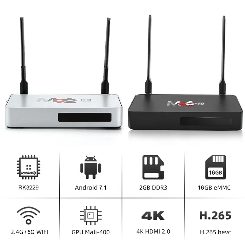 ТВ-приставка с поддержкой Wi-Fi и BT Android 7 1 RK3229 две антенны видео 1080P со слотом для SIM-карты