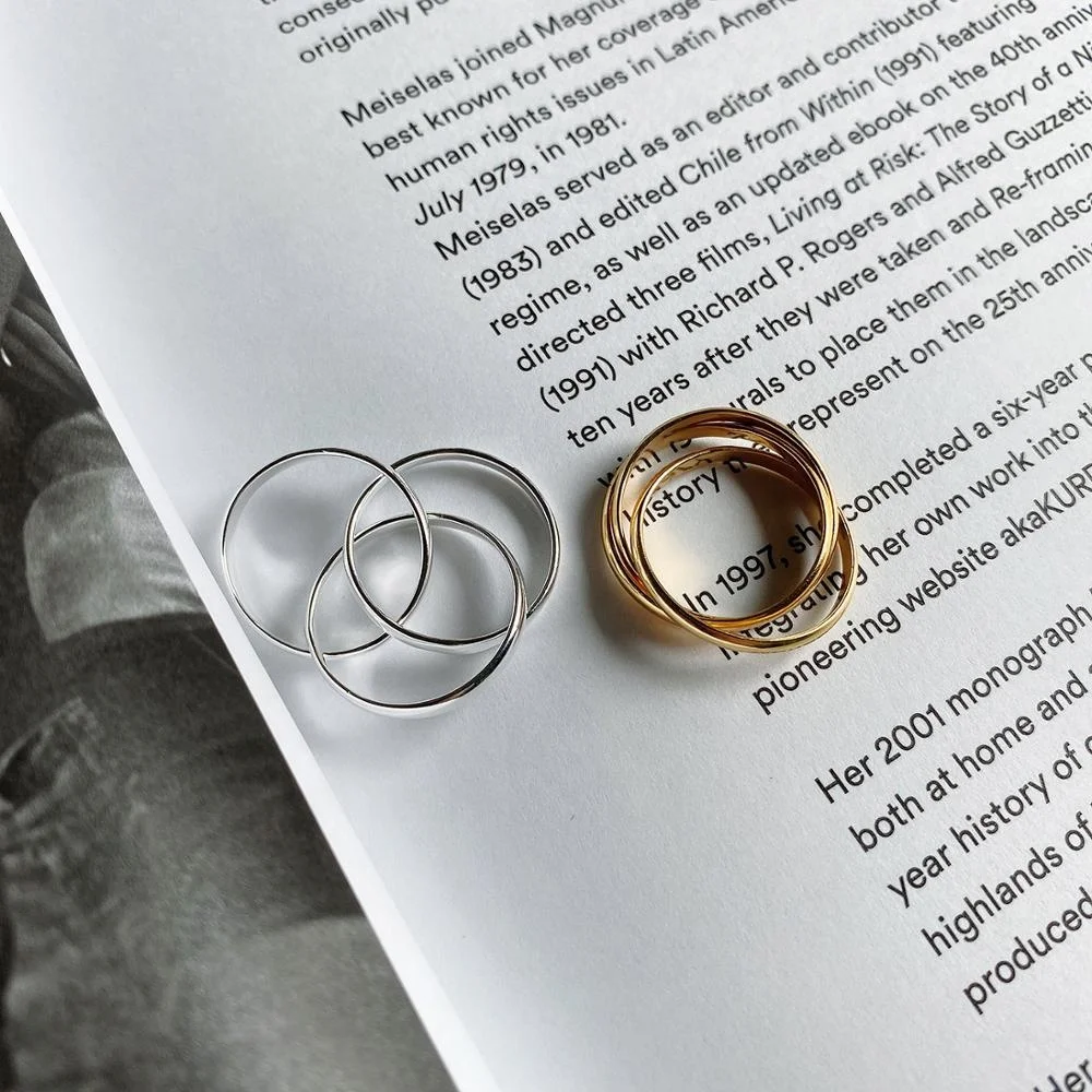 Vianrla 3 Round Band 925 Sterling Silver Fashion Jewelry Ring Daily Party Ring