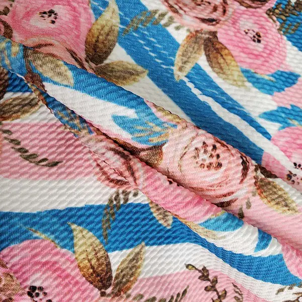 
No moq digital printed polyester print liverpool knitting bullet fabric for kids bowknot 