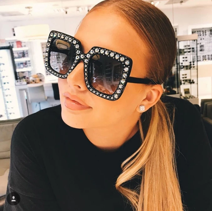 New 5036 Diamond Plated Sunglasses Large Retro Square Frame UV400 Optical Lenses Ocean Glass Available White Gold Green Clear