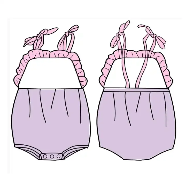 Custom embroidery baby girl sunsuit color block pink aqua bubble romper  infant baby  onesie 95% knitted cotton baby clothes