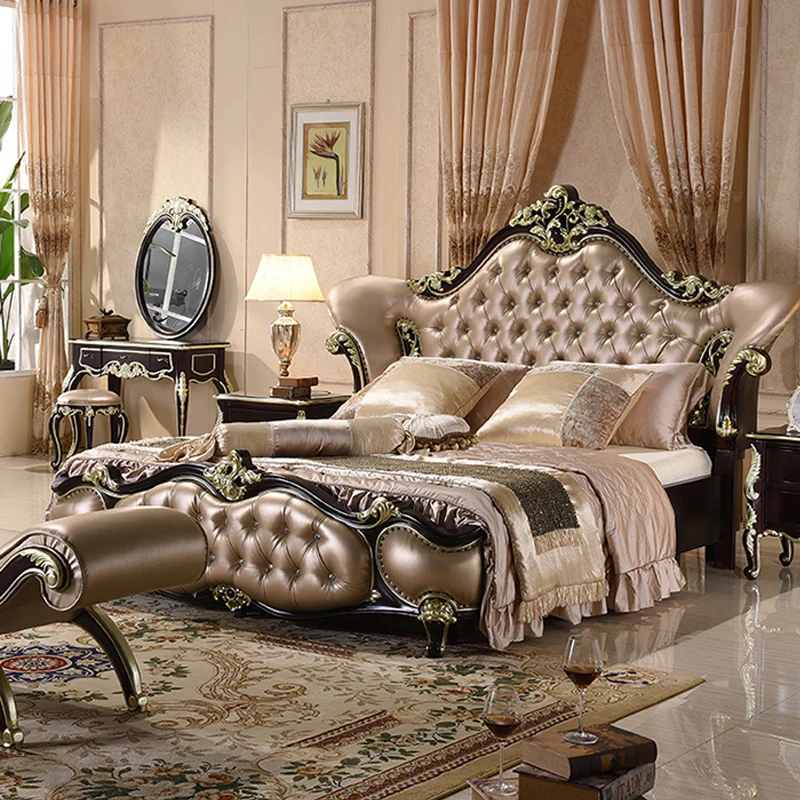 Двойная мебель для спальни в американском стиле, антикварная кровать