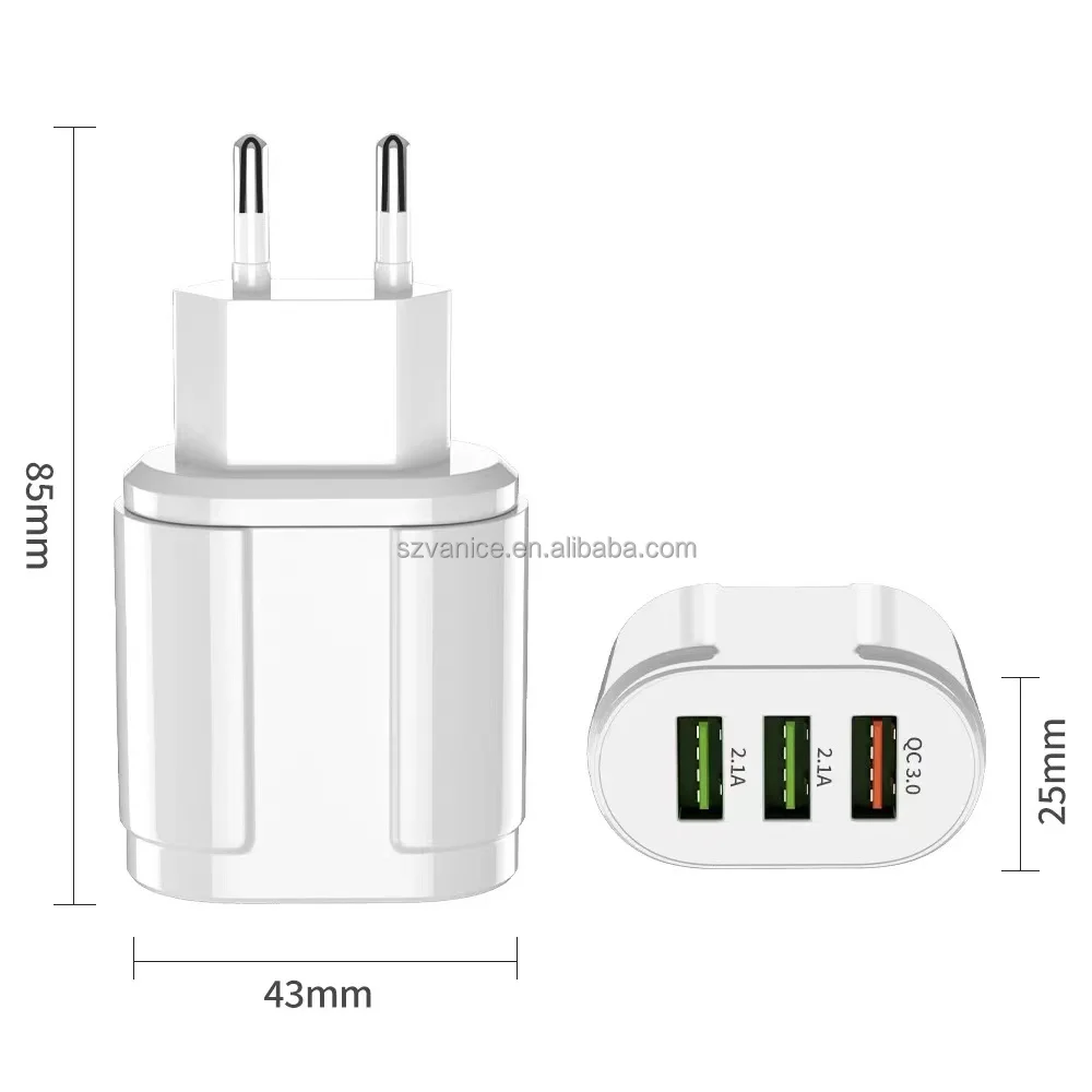 White Black 18w Quick Charge 3.0 Usb Charger Fast Charging Multi Charger For Samsung For Xiaomi For Iphone X Wall Phone Charger