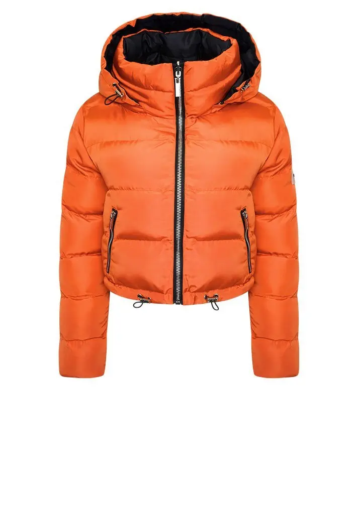 2019 Autumn Winter ORANGE BLACK REVERSIBLE CROPPED PUFFER JACKET
