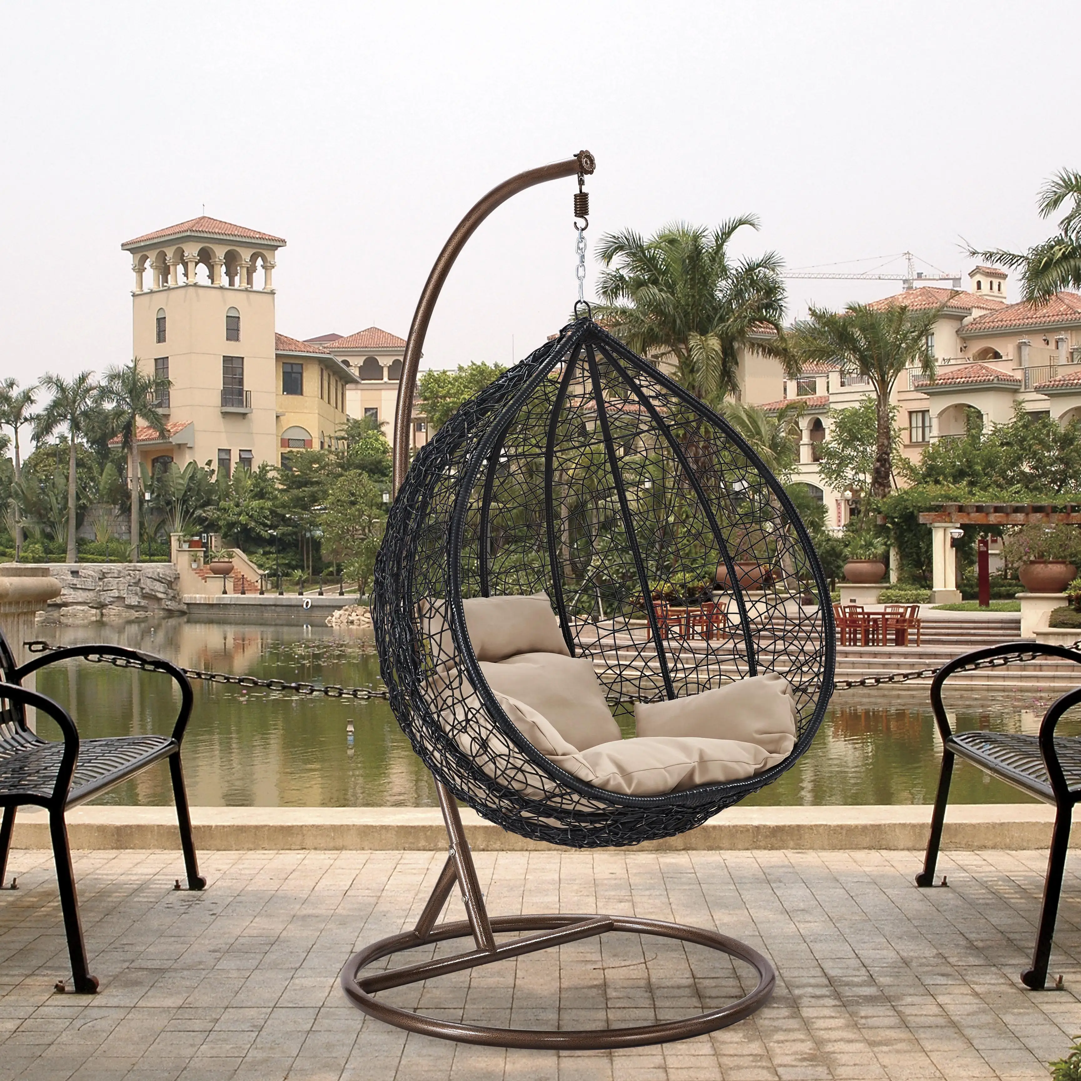 Cheap Price Bohemian Bubble Net Wicker Egg Chair Swing Hammock Hanging Chair For Outdoor Use