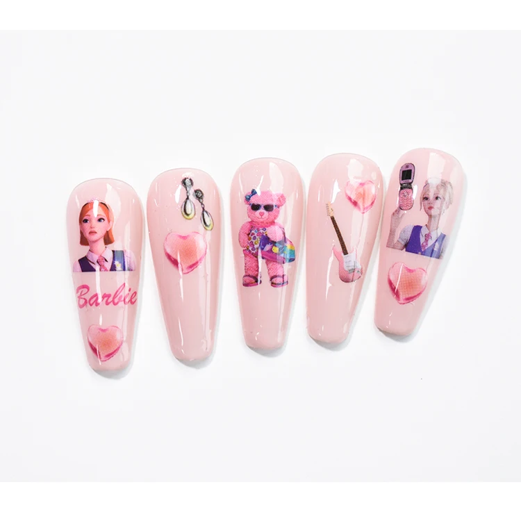Popular China Wholesale Pink Barbie Art Decoration Nail Sticker