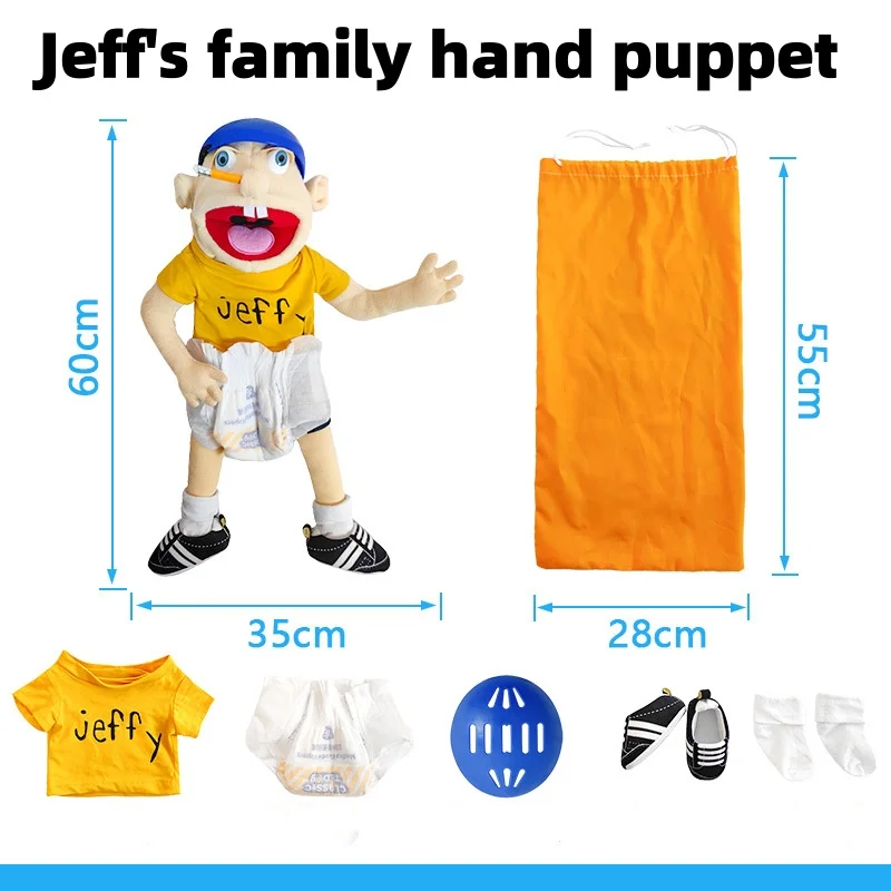 Hot Selling Funny Human Jeffy & Feebee Boy Girl Hand Puppet Kids Interactive Plush Gift Jeff Puppet Toy