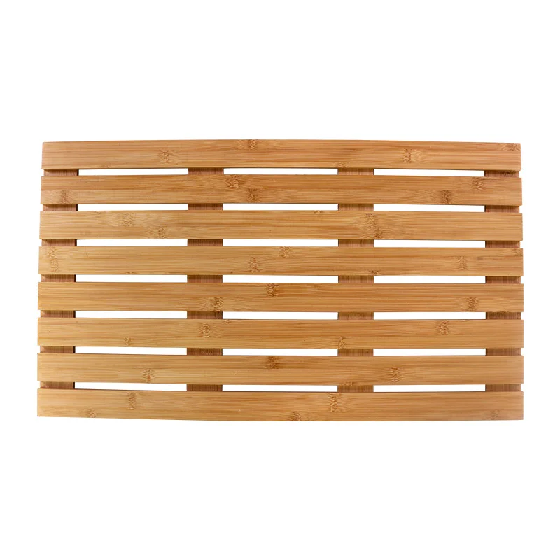 Eco-friendly Natural bamboo bathroom anti slip mat Oil-proof Resins Resistance Waterproof Wooden Bath Mat