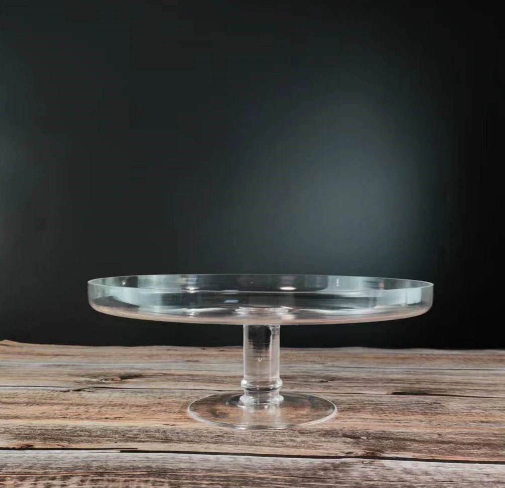 OEM/ODM Custom Creative Transparent Dust-proof Glass Cover High Foot Plate Dessert Table With Cake Stand
