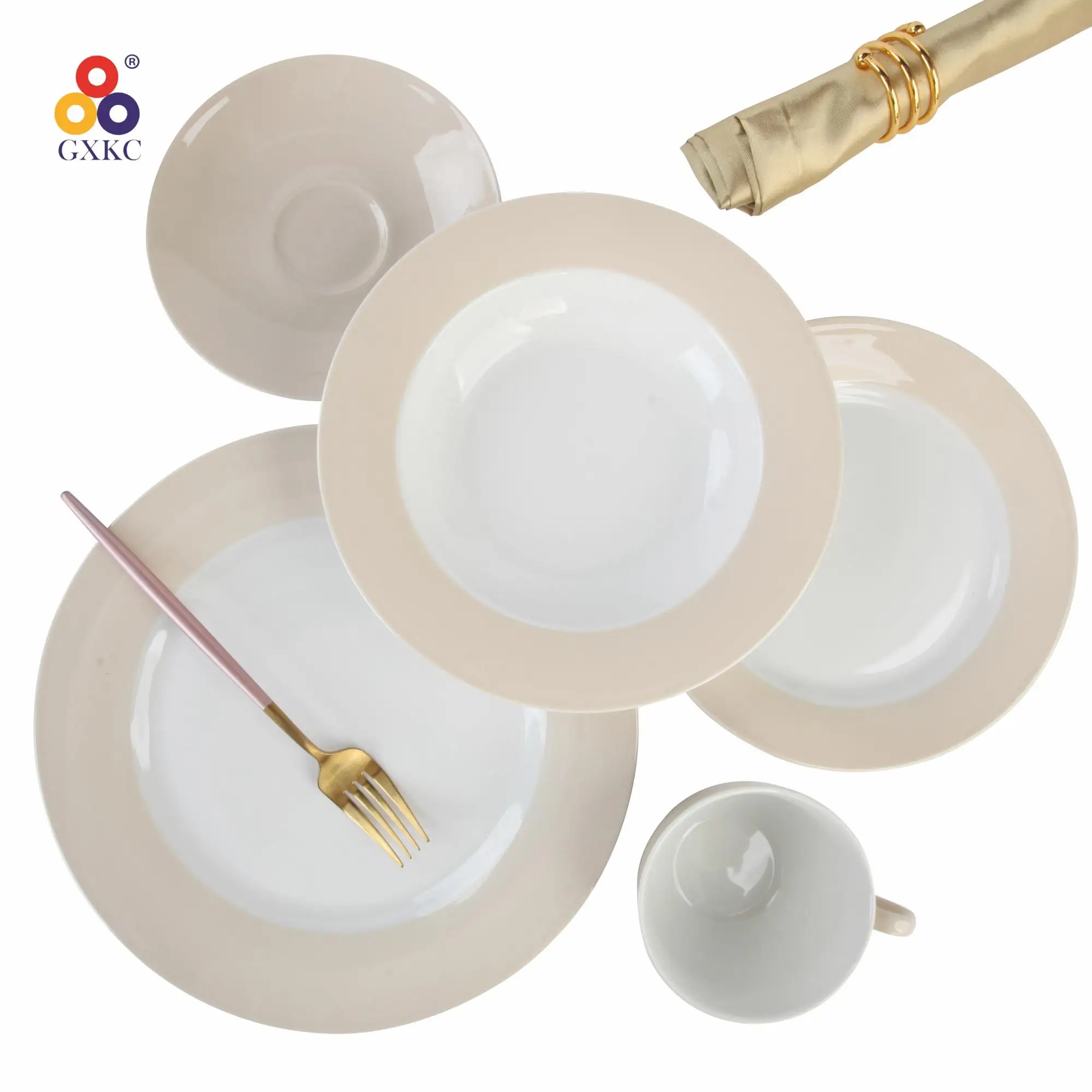 Оптовая продажа, однотонная посуда, керамическая фарфоровая десертная тарелка