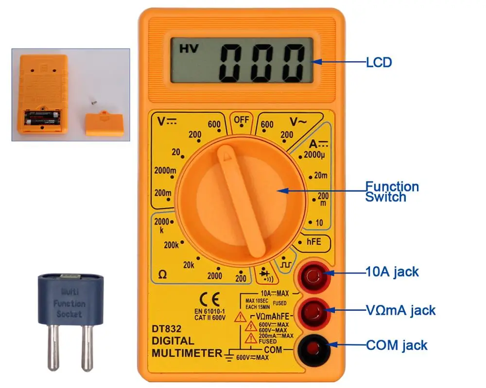 
dt-830d CE digital multimeter with Safety Design DT832 