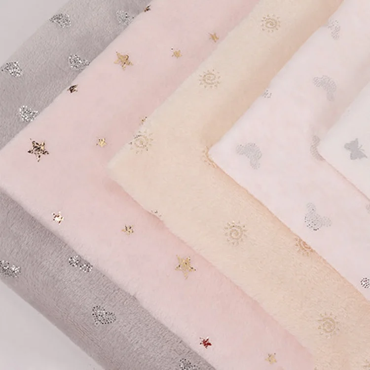 Factory winter and autumn flannel cute pattern knitted foiled flannel fabric baby wholesale