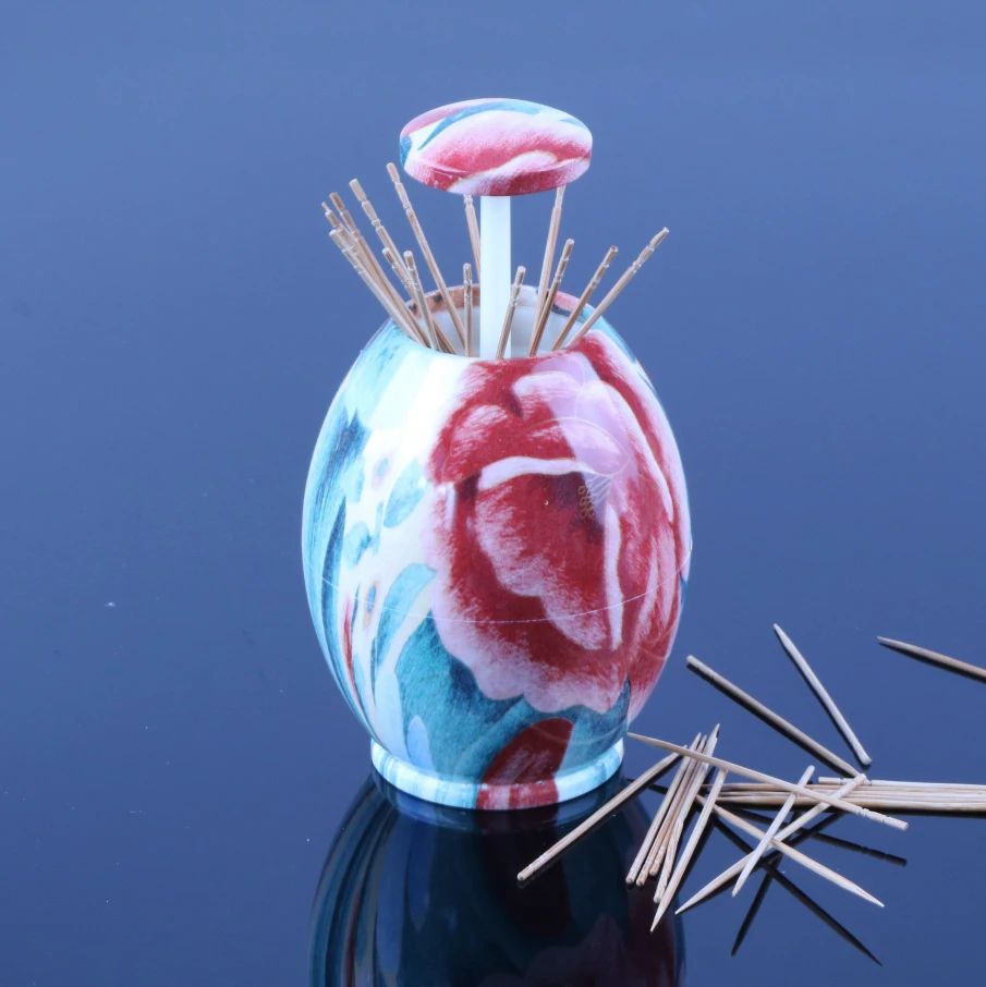 
Classical big red flower pattern clean smart automatic toothpick dispenser 