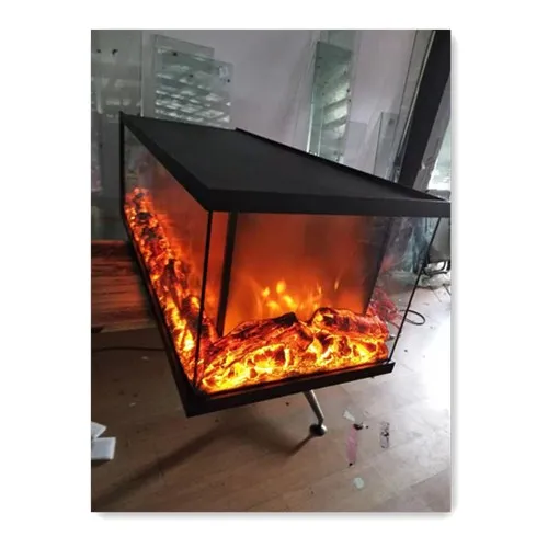 China manufacturer  sales 1500 m length three sided flame inserted electric fireplace with remote controlling function