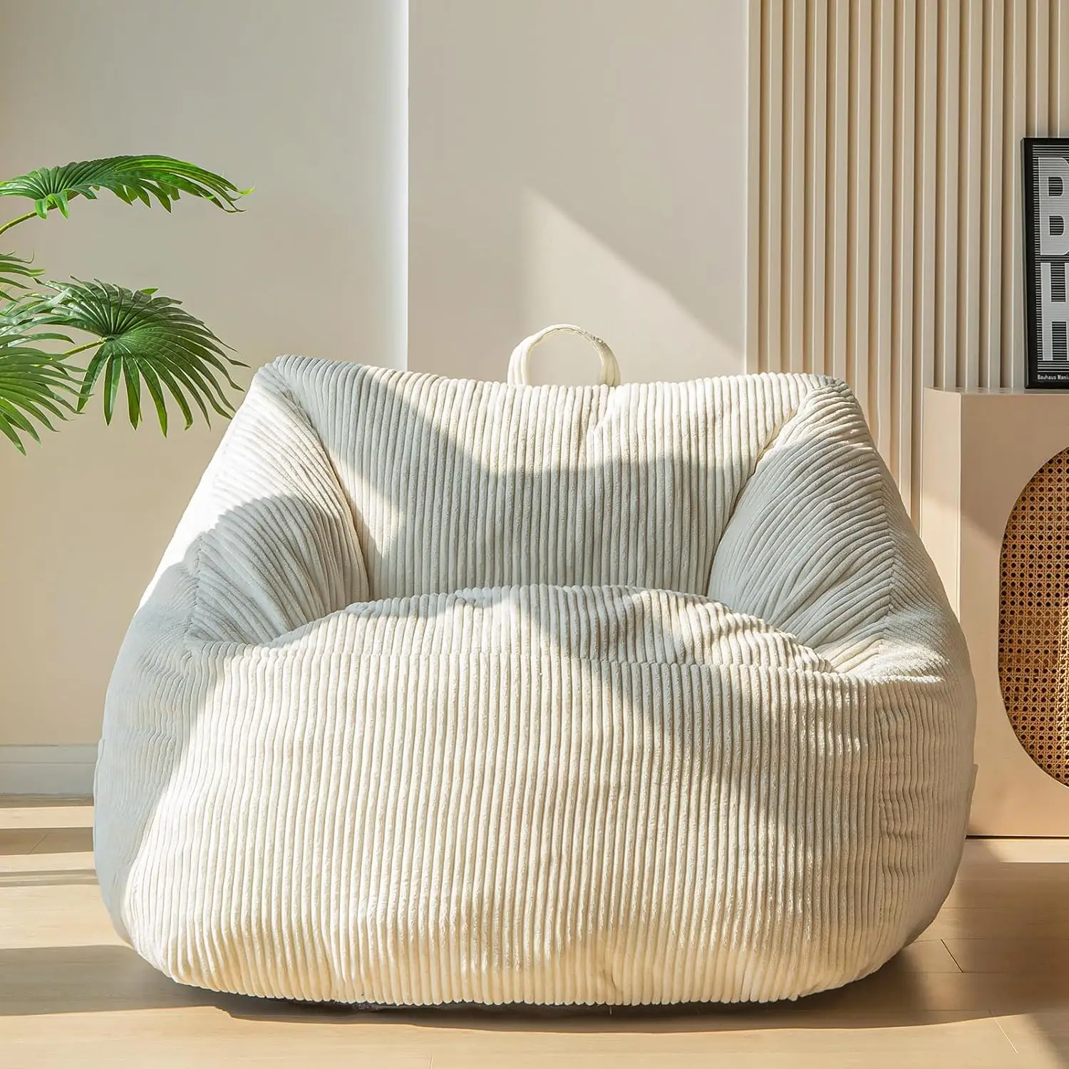 Bean Bag Chair Floor Sofa with Handle Bean Bag Chairs Living Room Accent Sofa Chair with Pocket for Gaming Reading Relaxing