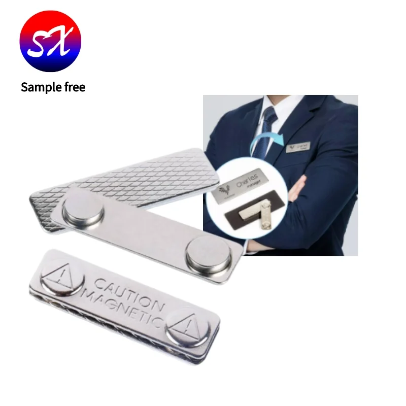 black color super strong 3M adhesive magnetic name badge holders