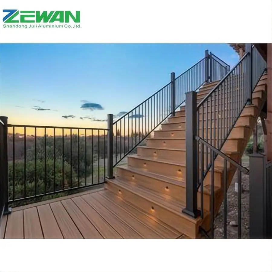 Outdoor Aluminum Alloy Security Balustrade Handrail Metal Frame Post Caps Elegant Design for Balcony Stair Railing
