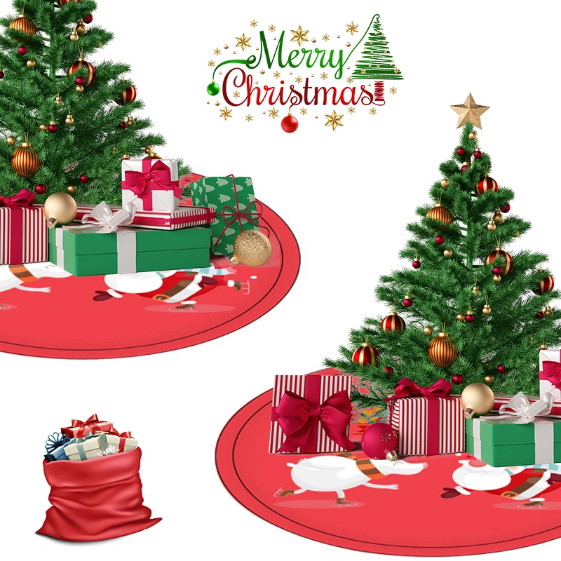 Eco-friendly Reversible Christmas Tree Stand Mat - Waterproof Christmas Tree Floor Protection Mat - Red Green and white