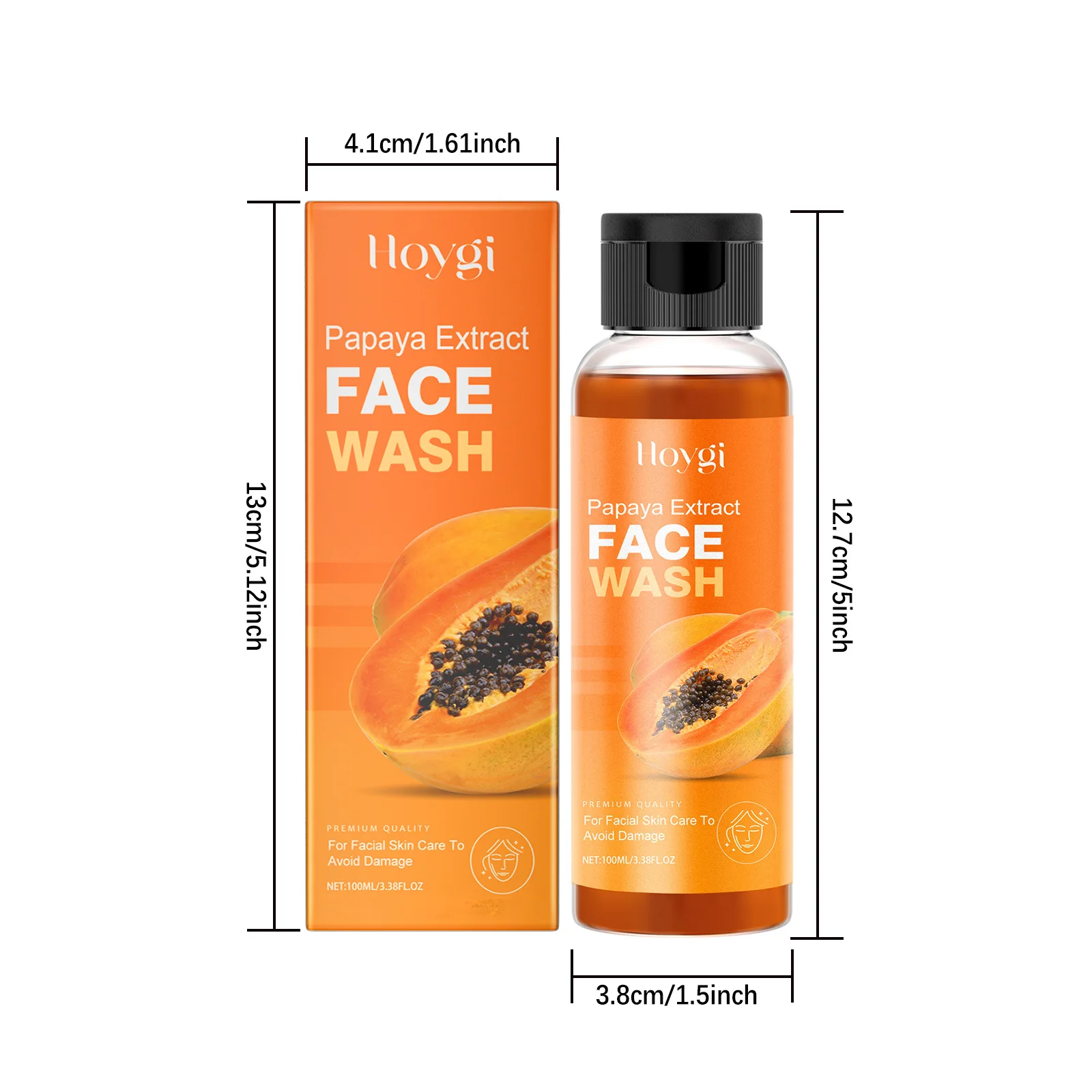 HOYGI Facial Cleanser Skin Care Moisturizing Deep Cleansing Whitening Arbutin Hyaluronic Acid Papaya Face Wash Liquid 100ml