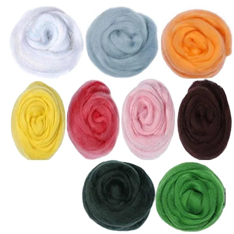 100g Yellow Color Wool Fibre Roving for Needle Felting Handcraft DIY Spinning Fiber Needlework Sewing Crafts Material