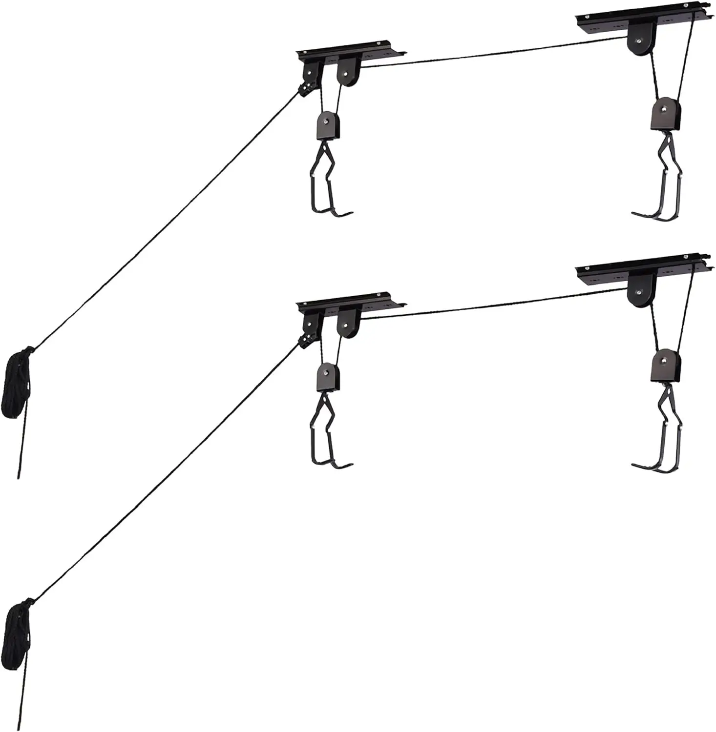 Bicycle Lifter Ceiling Hooks Elevated Pulley System for Bicycle or Ladder Rowing Display Carrier Racks