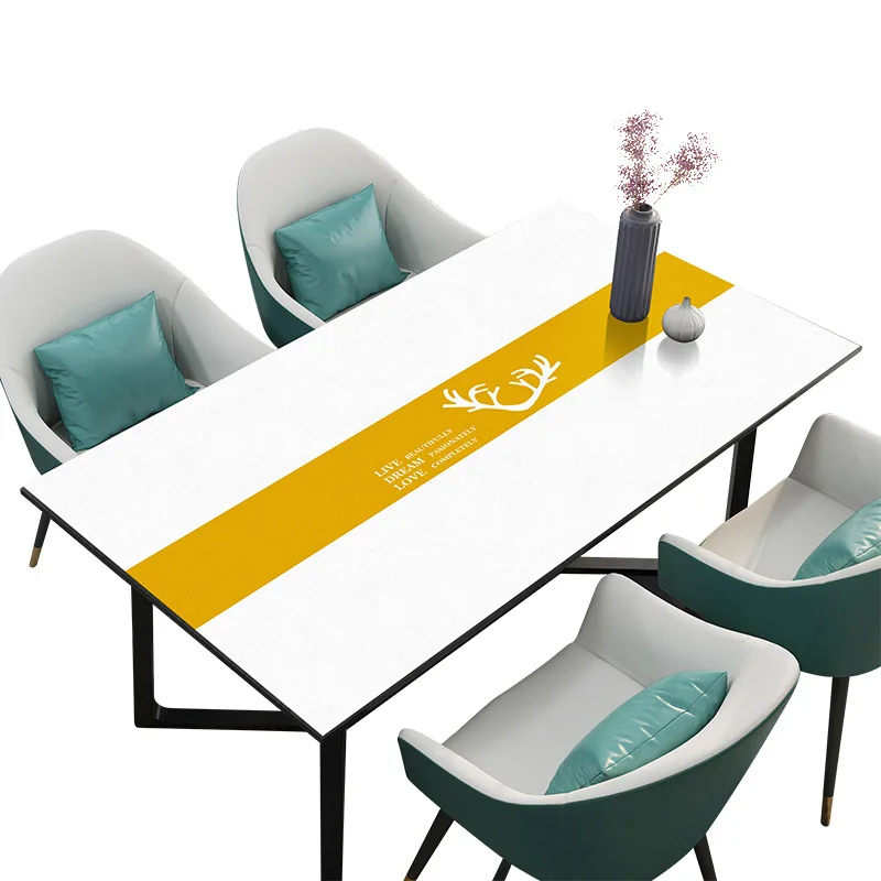 
Sell well Contracted and Delicate Line Pattern Silicone Leather Waterproof Oil Proof PVC Table Cloth Square for Dining Room 