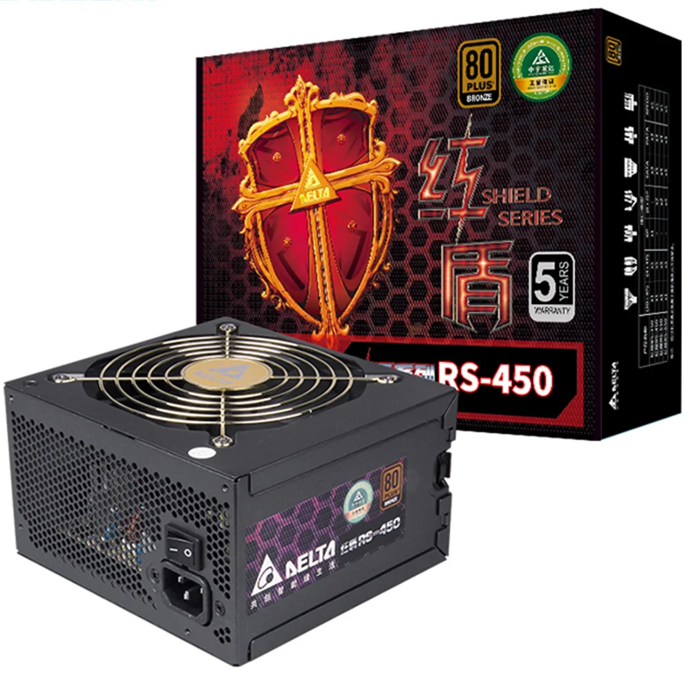 
Rated 450W PSU Red Shield RS450 Power Supply (80PLUS Bronze / Full Voltage / Active PFC) DELTA 