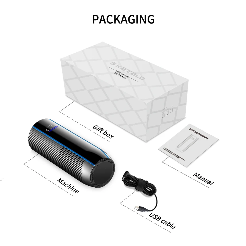 Aluminum material with air quality display smart Hepa air purifier